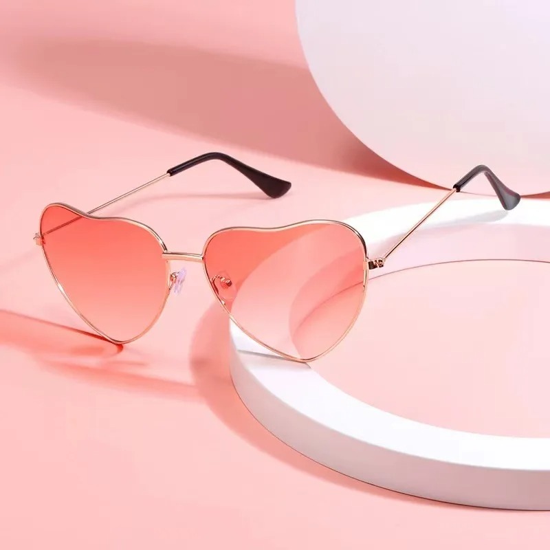 Vintage Fashion Glasses - 패션 하트 모양의 금속 선글라스 빈티지