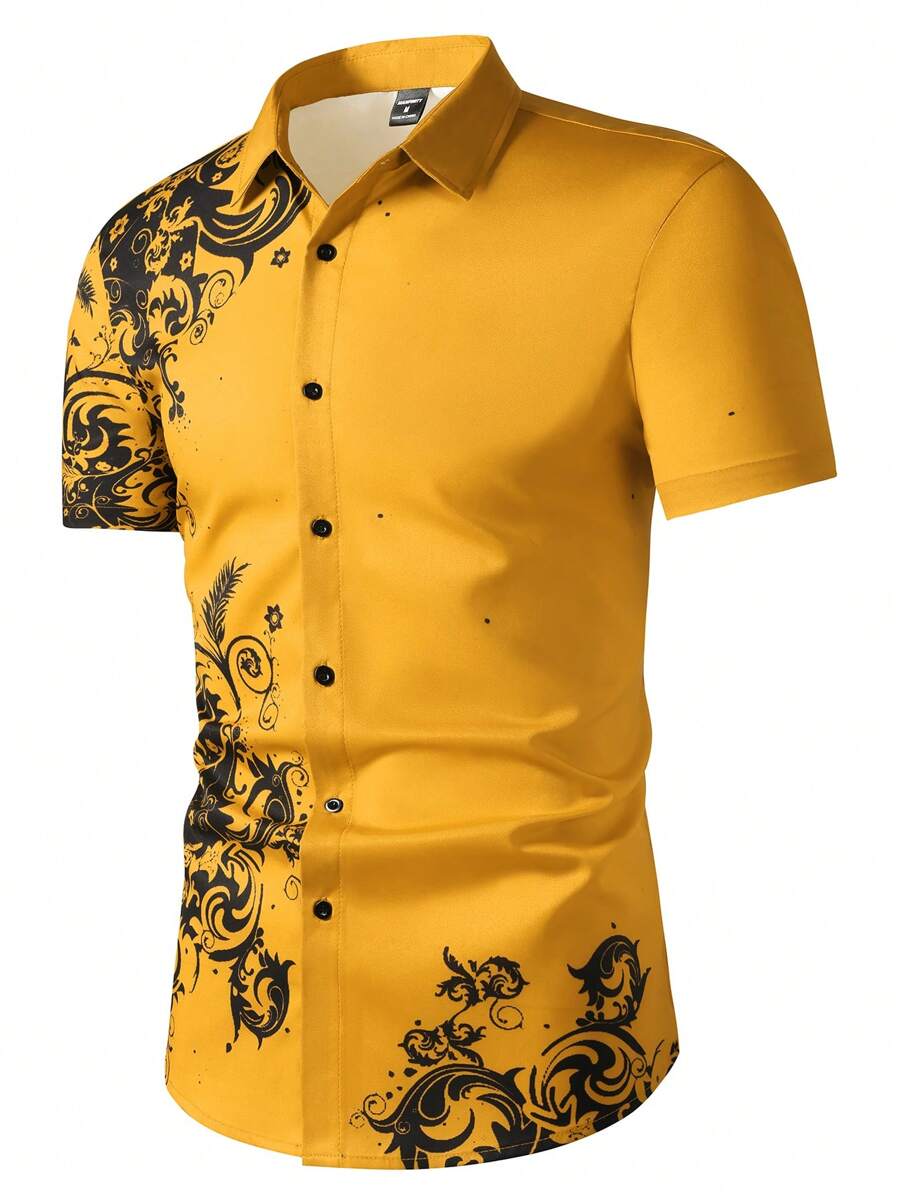 Printed Floral Shirt - 맨피니티 옴므 남성 캐주얼 레트로 프린트