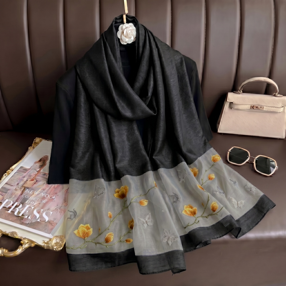 Vintage Fashion Hijab - 스카프 프린트 히잡 반다나 실크 스카프