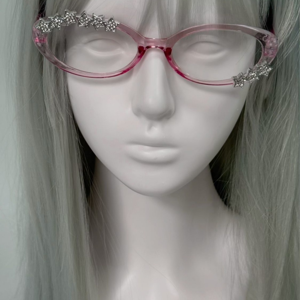Y2K 스타 라인스톤 캣아이 장식 안경 고딕풍 스윗 코 - Vintage Fashion Glasses 리뷰 및 가격