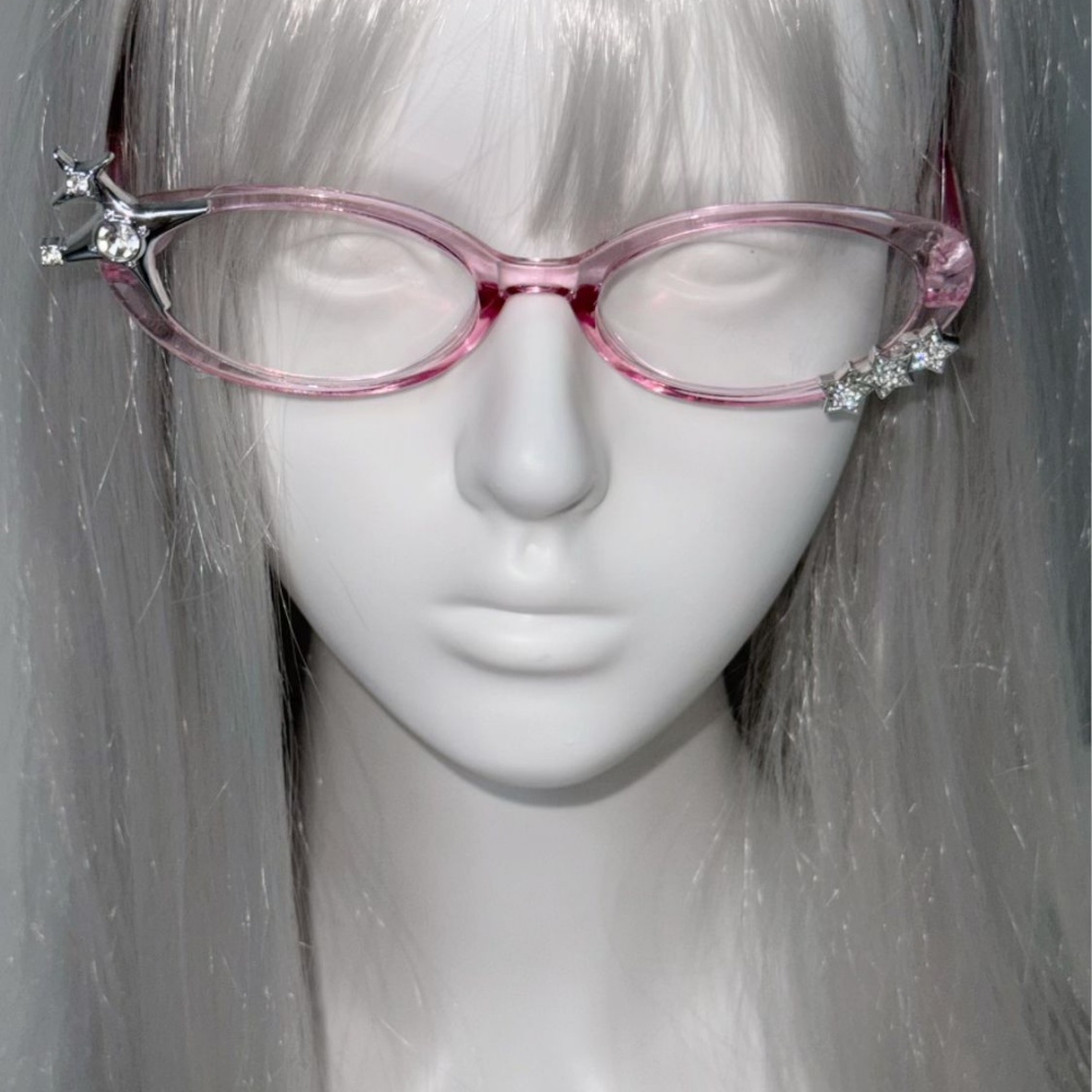 Y2K 스타 라인스톤 캣아이 장식 안경 고딕풍 스윗 코 - Vintage Fashion Glasses 리뷰 및 가격