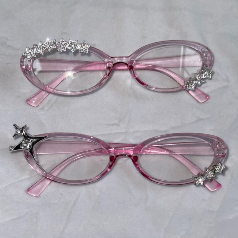 Y2K 스타 라인스톤 캣아이 장식 안경 고딕풍 스윗 코 - Vintage Fashion Glasses 리뷰 및 가격