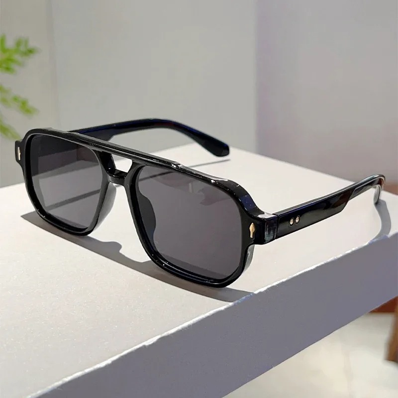 새로운 빈티지 더블 브리지 사각 선글라스 패션 리벳 오 - Vintage Fashion Glasses 리뷰 및 가격