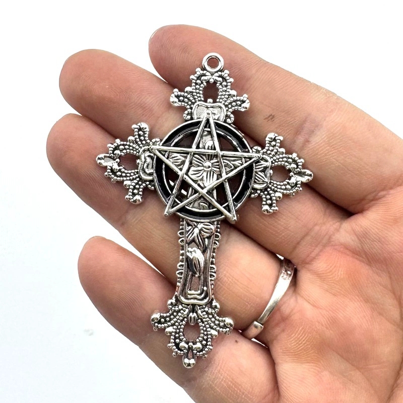 2pcs 30x15mm 고딕 빅 크로스 스타 참 장식품 - Vintage Urban Fashion 리뷰 및 가격