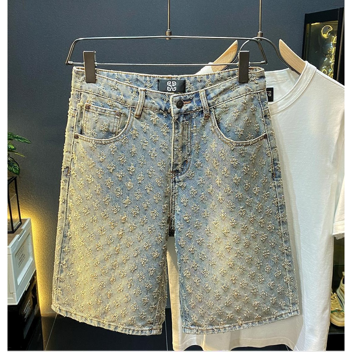 여름 하이 스트리트 데님 반바지 남성 캐주얼 청반바지  - Vintage Fashion Shop 리뷰 및 가격