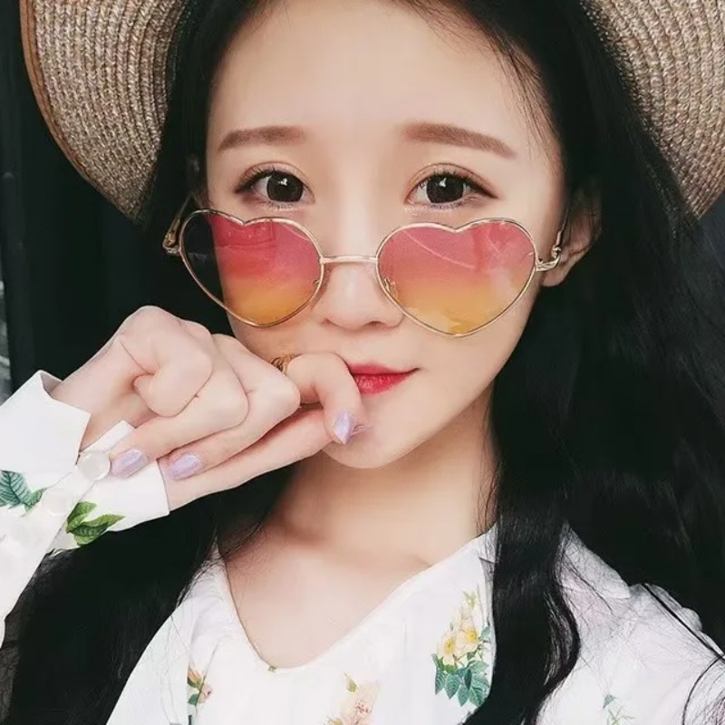 패션 하트 모양의 금속 선글라스 빈티지 트렌디 스트리트 - Vintage Fashion Glasses 리뷰 및 가격