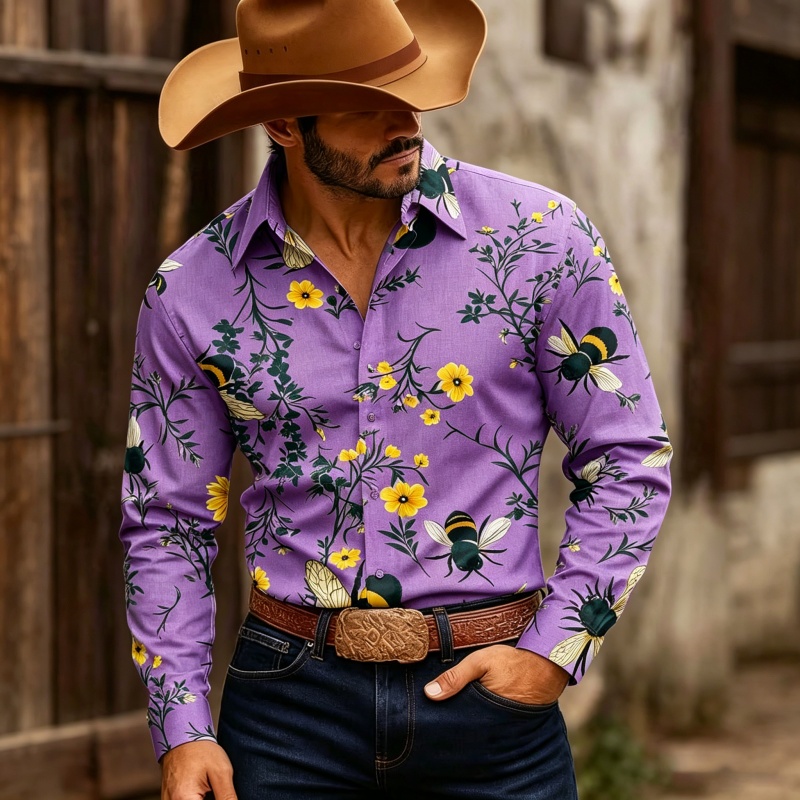 남성용 플로럴 프린트 긴팔 셔츠, 스타일리시 슬림핏 버 - Printed Floral Shirt 리뷰 및 가격
