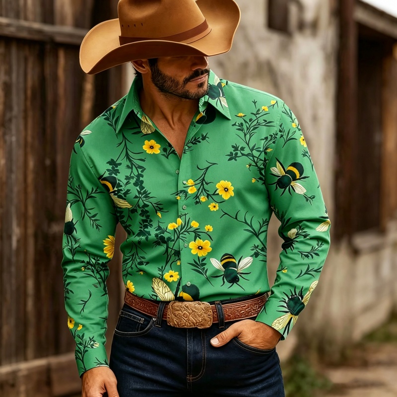 남성용 플로럴 프린트 긴팔 셔츠, 스타일리시 슬림핏 버 - Printed Floral Shirt 리뷰 및 가격