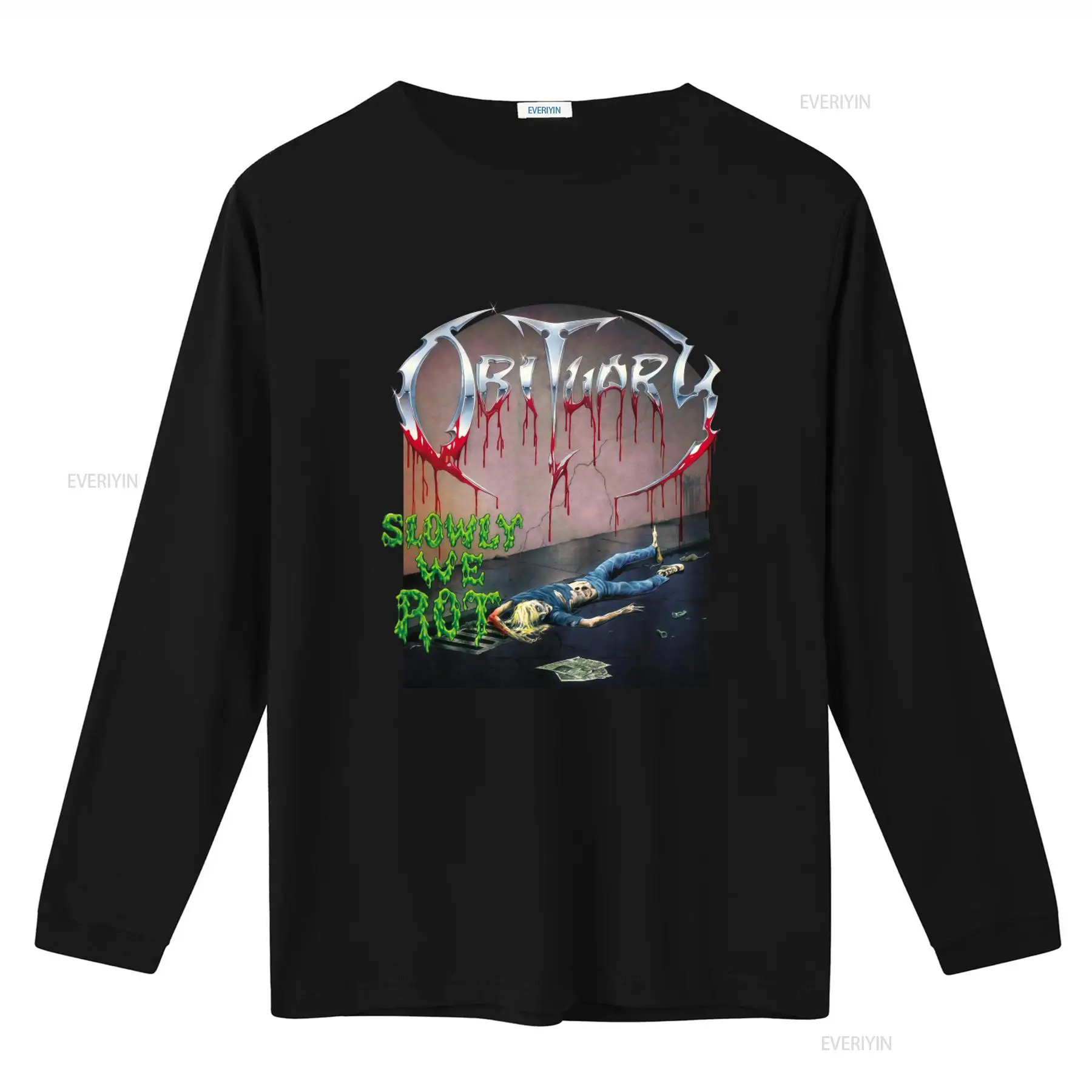 OBITUARY Slowly We Rot 프린트 티셔츠 - Vintage Fashion Obituaries 리뷰 및 가격