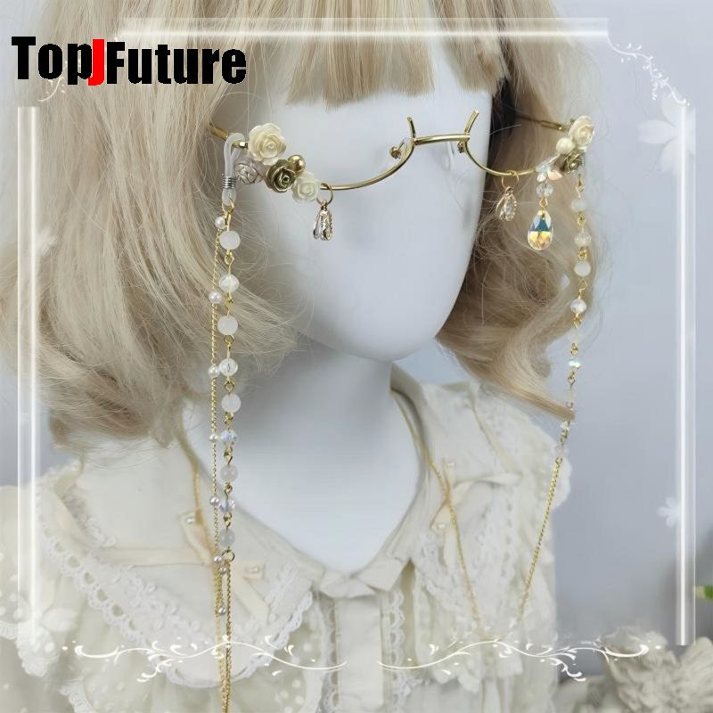 여성 하라주쿠 서브컬쳐 로리타 소녀 수제 요정 꽃무늬  - Vintage Fashion Glasses 리뷰 및 가격