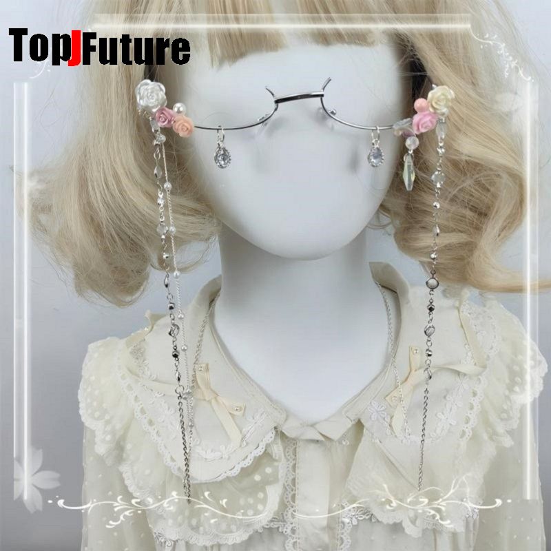 여성 하라주쿠 서브컬쳐 로리타 소녀 수제 요정 꽃무늬  - Vintage Fashion Glasses 리뷰 및 가격