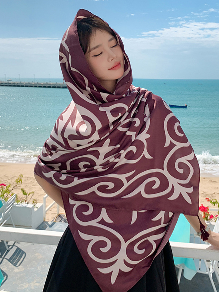 여성용 빈티지 캐주얼 실크 스카프 프린트 보헤미안 사롱 - Vintage Fashion Hijab 리뷰 및 가격