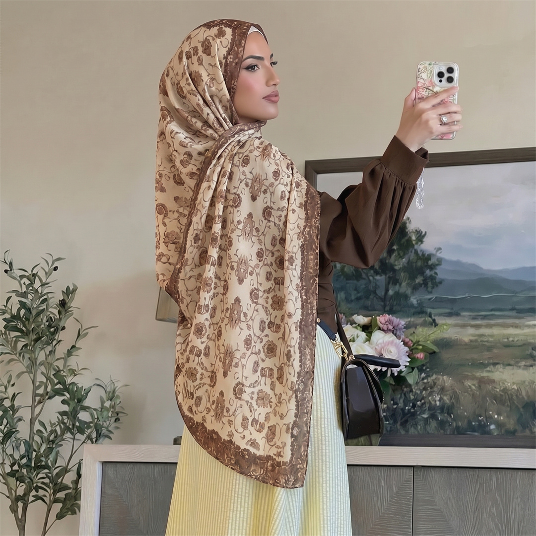 빈티지 플로럴 프린트 히잡 부드럽고 가벼운 무슬림 여성 - Vintage Fashion Hijab 리뷰 및 가격